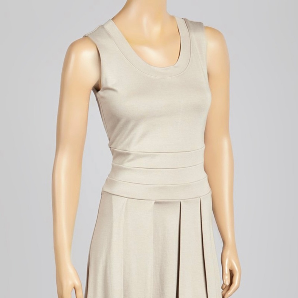 NEW Sand Ponte Sleeveless High-low Dress